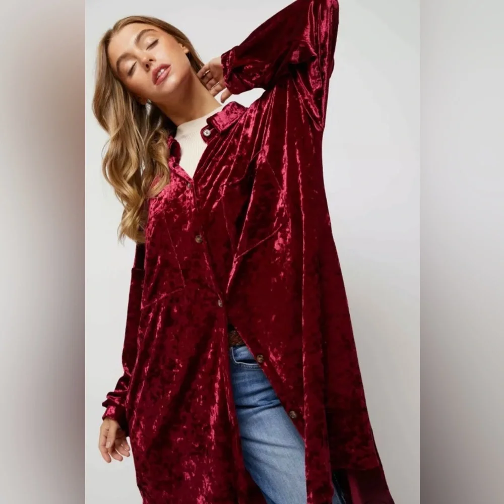 💫 Crushed Velvet Shirt Dress - Picture 5 of 11